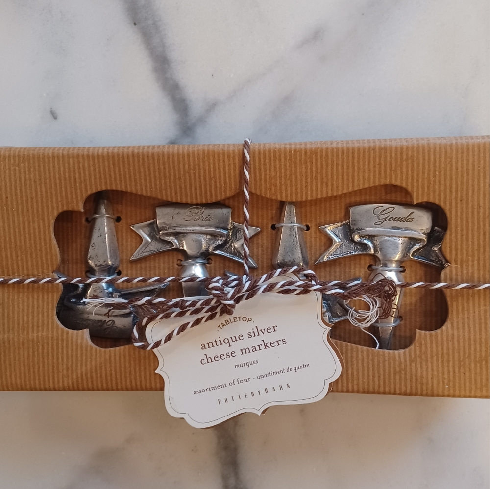Pottery Barn Antique Silver Cheese Markers